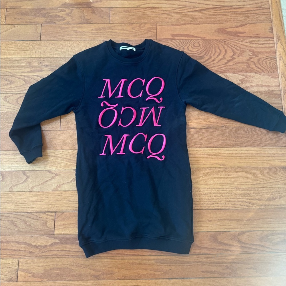 McQ by Alexander McQueen Black and Pink Midi Dress